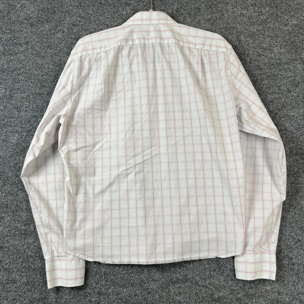 J.Crew Mens Performance Slim Fit Shirt Large White Pink Plaid Long Sleeve Button